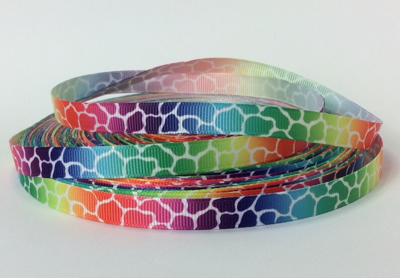 Gitaffe Ribbon Rainbow Giraffe Print - 3/8