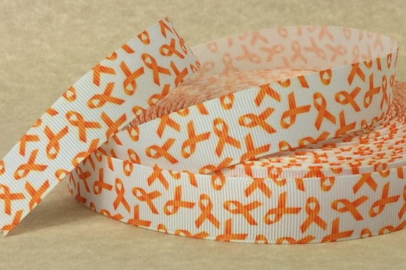 Orange Awareness - 7/8" -  Printed Grosgrain Ribbon