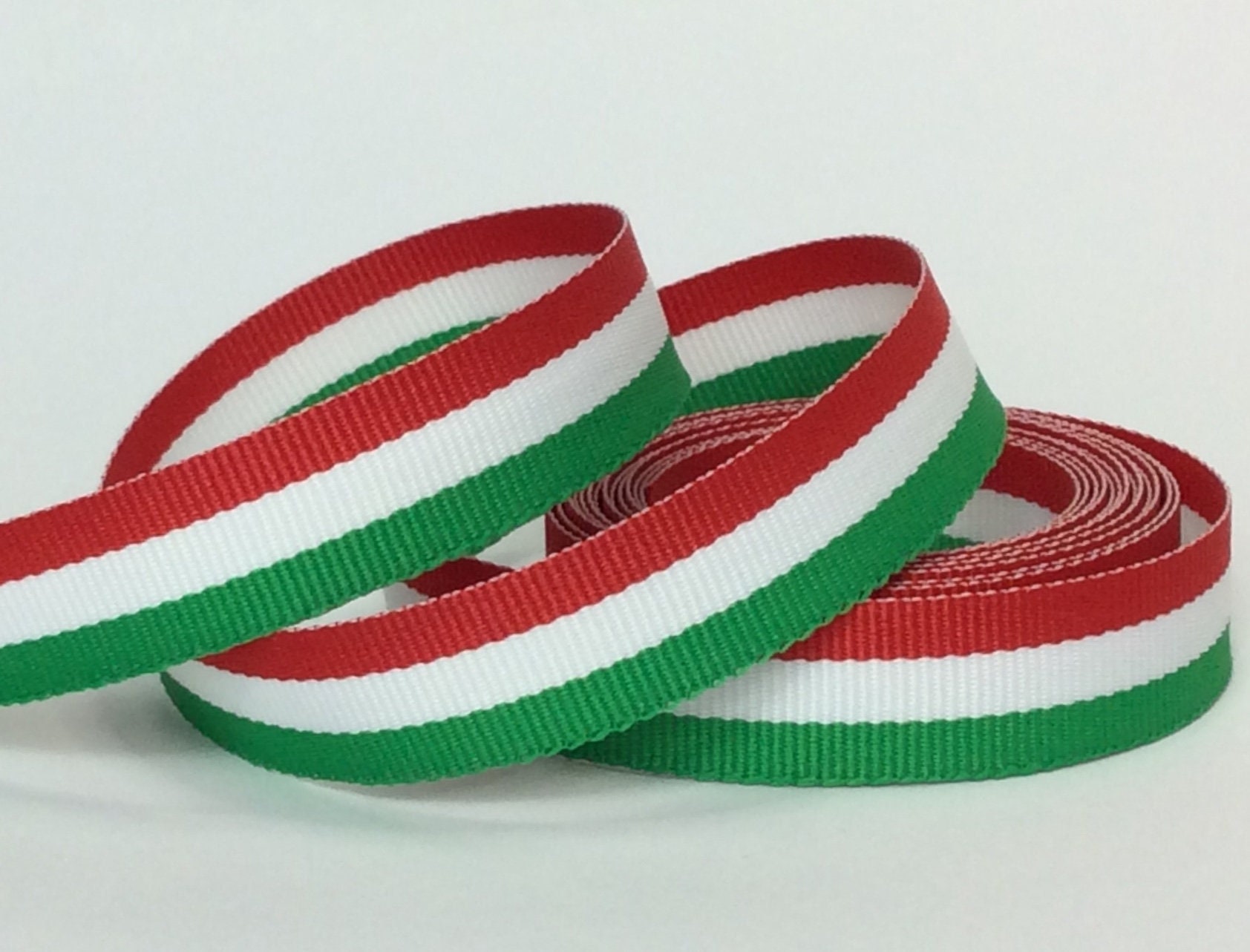 Irish Flag Ribbon of orange, green and white stripes on 7/8 white  grosgrain ribbon, 10 Yards