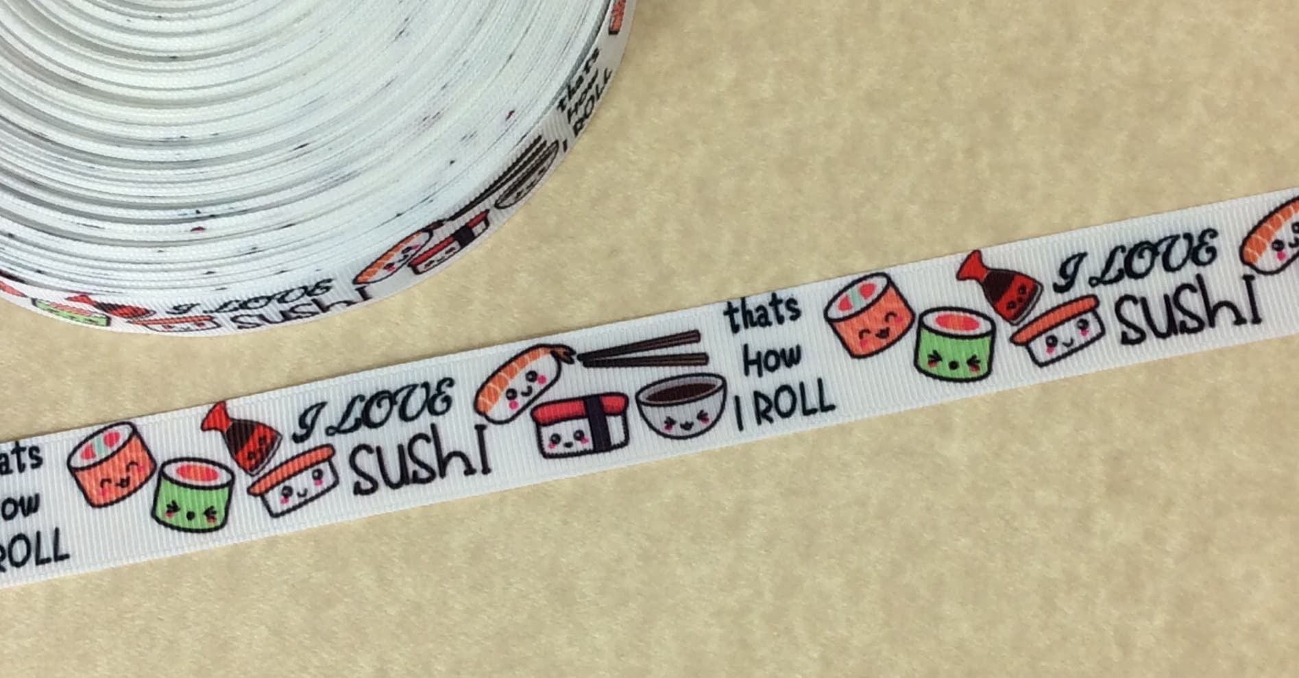 I Love Sushi - 78 - Printed Grosgrain Ribbon - Etsy