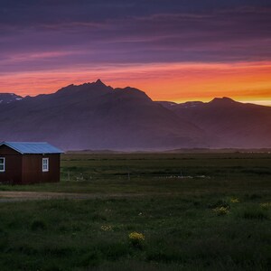Cabin in the midnight sun Iceland wall decor | Iceland wall art | Iceland photography | glacier wall art
