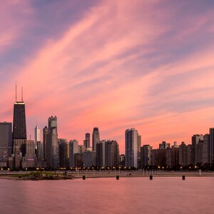 City lights Chicago | sunset in Chicago | chicago skyline | city lights photography | Fine Art image/landscapes/art |Illinois