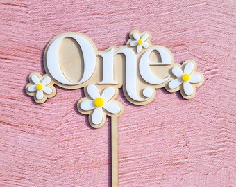 Wood Daisy Cake Topper, Daisy One Cake Topper, Groovy Cake Topper, Daisy 1st Birthday, Daisy Birthday, First Birthday Cake, Wild One