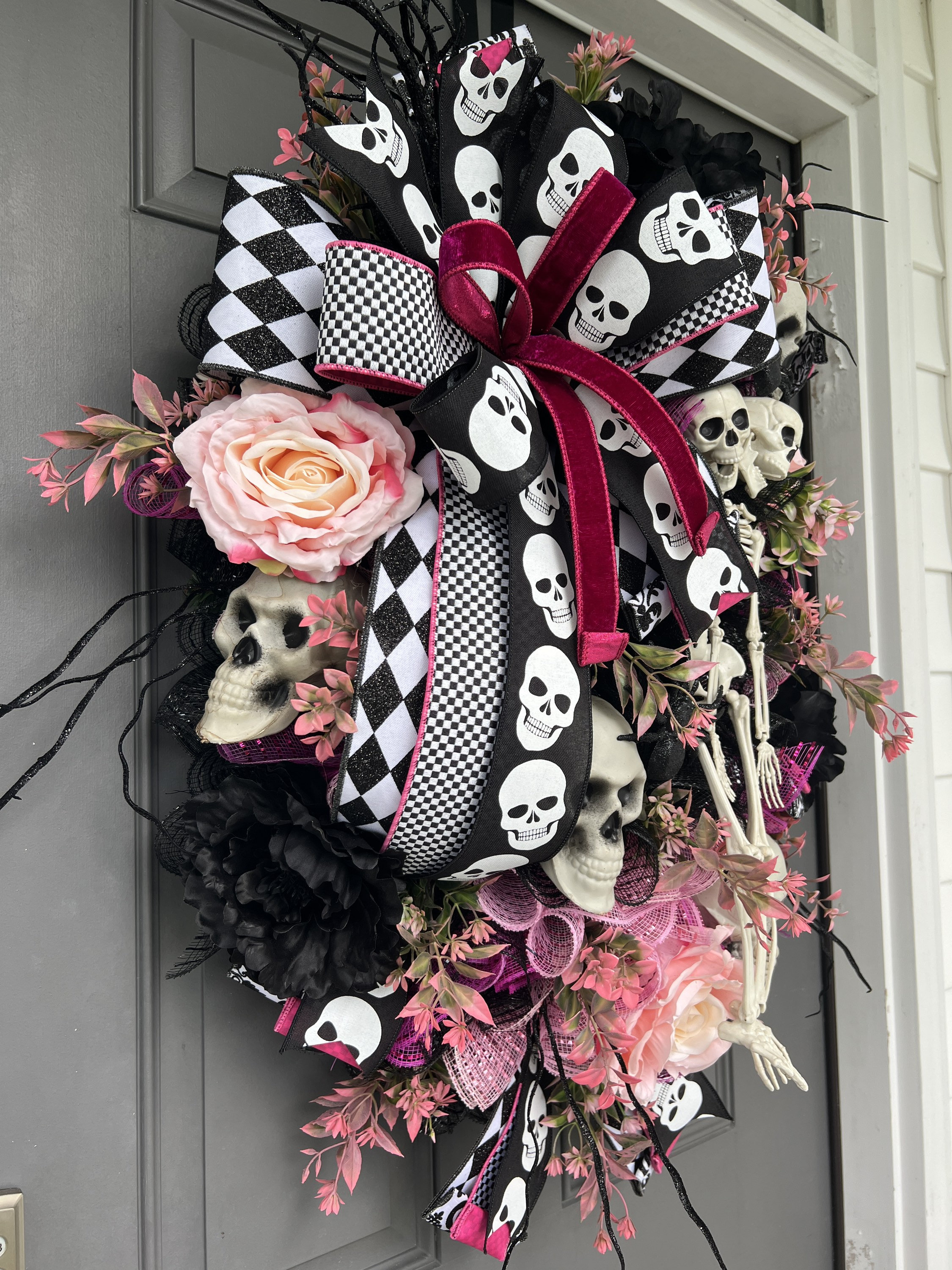 Skeleton Halloween Wreath Skull Halloween Wreath Designer - Etsy