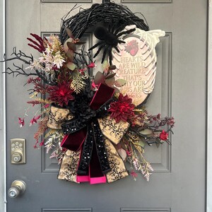 Gothic Valentine Wreath, Gothic Romantic Wreath, Halloween Gothic Wreath, Gothic Wreath, Halloween Wreath with Spider, KHD Floral