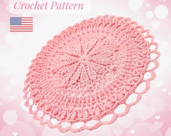 Crochet coaster with hearts pattern PDF, easy to follow crochet tutorial for making a small lace mandala with hearts.