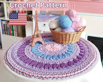 Crochet coffee table tablecloth PDF pattern