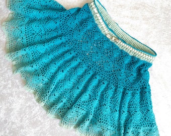 Summer skirt crochet pattern PDF, easy to follow crochet tutorial for an airy cotton skirt for girls and women