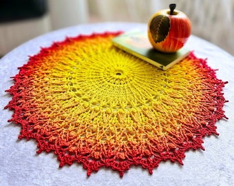 Textured crochet doily pattern, Sparkling Dreams 3D mandala crochet tutorial, chart and description for a round textured centrepiece