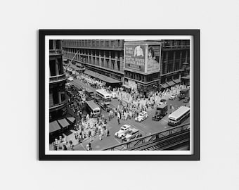 Vintage Foto zum Ausdrucken | New York City Straßenansicht | Schwarz-Weiß-Kunst | Architektur Druck | Herunterladbare Drucke