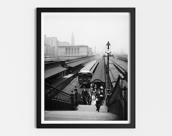 Foto vintage stampabile/Chicago Union Station/Arte dei muri della città/Arte in bianco e nero/Stampe scaricabili