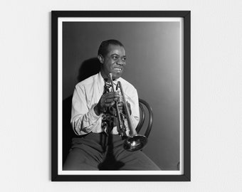 Vintage Photo Printable | Louis Armstrong | Iconic Jazz Musician | Black and White Art | Satchmo | Downloadable Prints