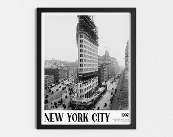 Vintage Foto zum Ausdrucken | New York City Flatiron Building | Historische Architektur Druck | Schwarz-Weiß-Kunst | Herunterladbare Drucke