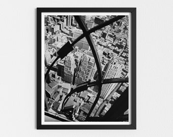 Utskrivbart vintagefoto | Utsikt över Manhattan, New York City | Arkitekturtryck | Svartvit konst | Nedladdningsbara tryck