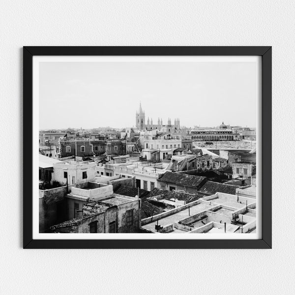 Vintage Photo Printable | City View of Havana Cuba | Black and White Art | Downloadable Prints