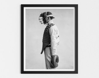 Vintage Photo Printable | Baseball Wall Art | Vintage Sports Decor | Black and White Art | Downloadable Prints