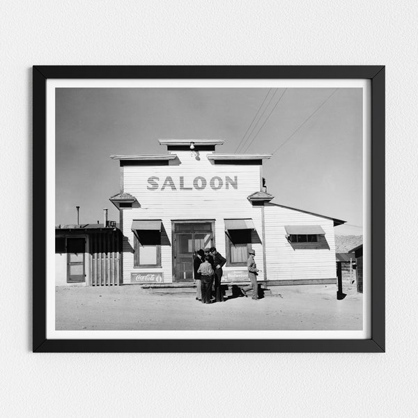 Vintage Photo Printable | Old Saloon in Nevada | Black and White Art | Vintage Bar Prints | Downloadable Prints