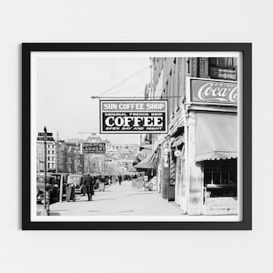 Vintage Photo Printable | New Orleans Street Scene | Advertising Signs | Black and White Art | Storefront Photo | Downloadable Prints