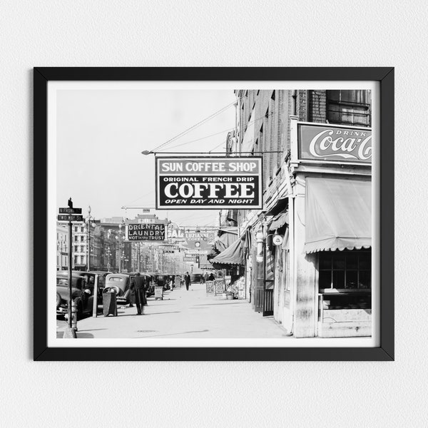 Vintage Photo Printable | New Orleans Street Scene | Advertising Signs | Black and White Art | Storefront Photo | Downloadable Prints