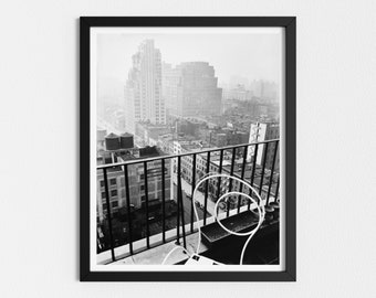 Vintage Foto zum Ausdrucken | New York City Ansicht | Schwarz-Weiß-Kunst | Architektur Druck | Herunterladbare Drucke