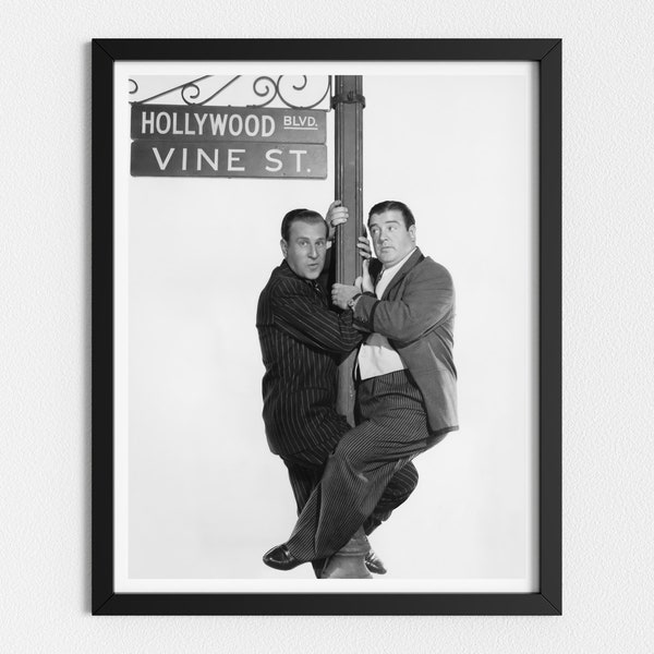 Vintage Photo Printable | Abbott and Costello | Funny Retro Photography | Old Hollywood Cinema | Black and White Art | Downloadable Prints