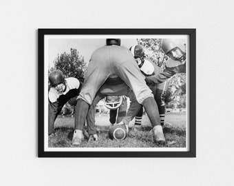 Vintage Photo Printable | College Football Players | Black and White Art | Vintage Sports Photography | Downloadable Prints