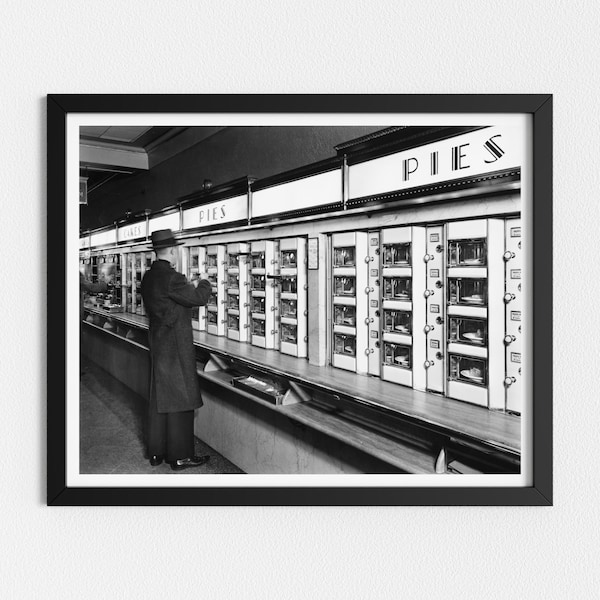 Vintage Photo Printable | Pie Automat | Black and White Art | Food Print | Kitchen Wall Decor | Downloadable Prints
