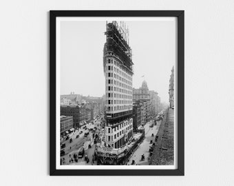 Vintage Fotodruck | Flatiron Building New York City | Historischer Architektur Druck | Schwarz-Weiß-Kunst | Herunterladbare Drucke