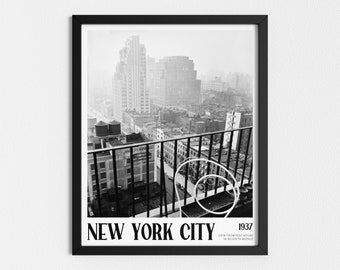 Vintage Photo Printable | New York City View | Black and White Art | Architecture Print | Downloadable Prints