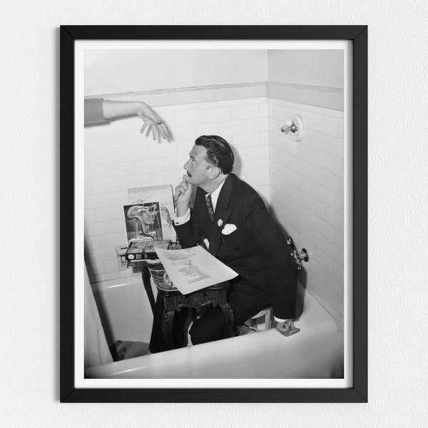 Vintage Photo Printable | Salvador Dalí | Black and White Art | Famous Surrealist Painter | Downloadable Prints