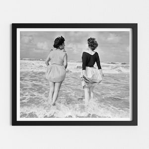 Vintage Photo Printable | Summer at the Beach | Black and White Art | Coastal Wall Art | Downloadable Prints