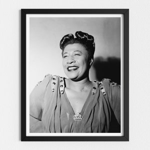 photo vintage imprimable | Ella Fitzgerald | Célèbre chanteur de jazz | Art noir et blanc | Impressions téléchargeables