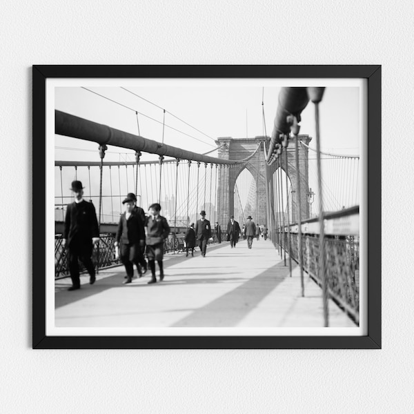 Vintage Photo Printable | Brooklyn Bridge | Black and White Art | Industrial Wall Art | Downloadable Prints