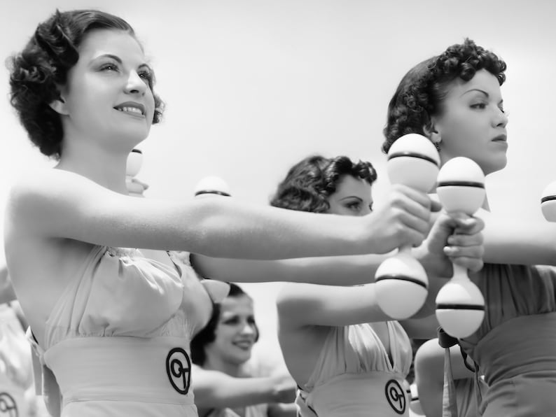 Vintage Photo Printable | Girls Doing Aerobics | Fitness Wall Art ...