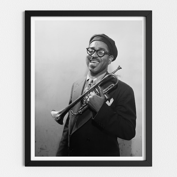 Vintage Photo Printable | Dizzy Gillespie | Iconic Jazz Musician | Black and White Art | Downloadable Prints