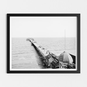 Vintage Photo Printable | Old Orchard Beach Pier | Black and White Art | Ocean Photography | Coastal Wall Art | Downloadable Prints