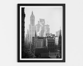 Vintage Fotodruck | Historische New York City Ansicht | Architektur Druck | Schwarz-Weiß-Kunst | Herunterladbare Drucke