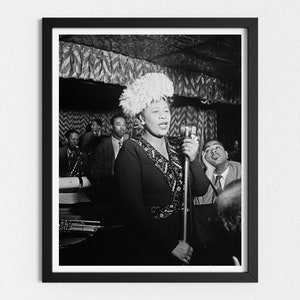 vintage photo imprimable | Ella Fitzgerald | Célèbre chanteuse de jazz | Art noir et blanc | Impressions téléchargeables