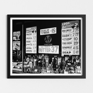 Foto vintage imprimible / Ciudad de Nueva York / Viejos carteles publicitarios / Arte en blanco y negro / Tienda vintage / Impresiones descargables