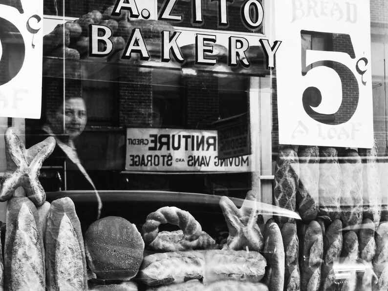 Vintage Photo Printable New York City Bakery Black and White Art