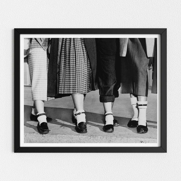 Vintage Photo Printable | Retro Fashion Wall Art | Black and White Art | 1950s Shoes | Downloadable Prints