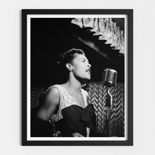 Vintage Photo Printable | Jazz Musician Billie Holiday | Black and White Art | Downloadable Prints