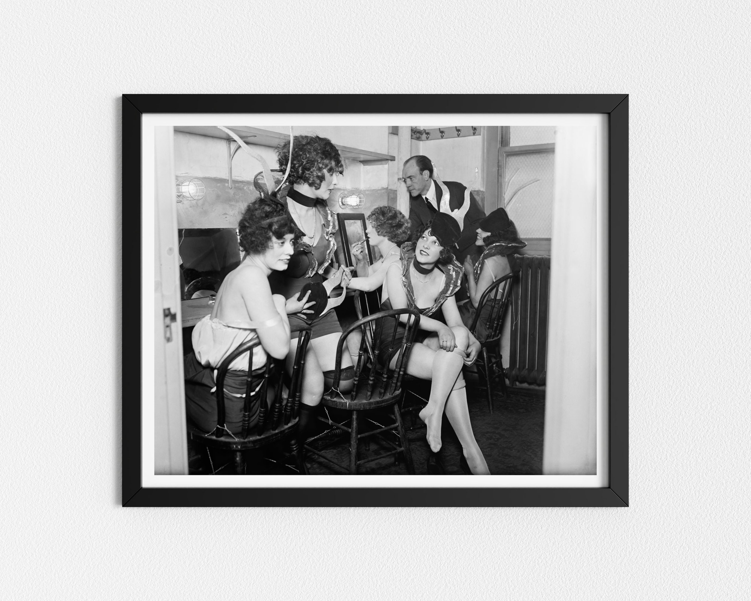 Vintage Photo Printable | Flapper Girls Backstage | Old Theater Prints | Black and White Art | Makeup Room Decor | Downloadable Prints