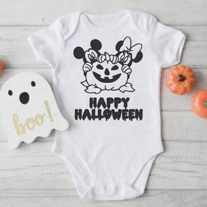 Happy Halloween onesie | Mickey Mouse onesie | Mickey Mouse pumpkin onesie | Mickey Mouse Halloween onesie | Cute Disney onesie |