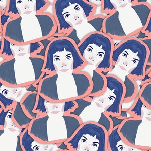 Amelie / Pegatina de película / Troquelada / Película de 2001 / Cine independiente / Cine francés / Icónica / Actriz / Bonita / Ilustración digital