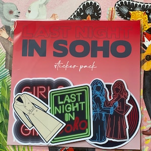 Last Night in Soho sticker pack of 5 / colour glossy stickers / Edgar Wright glossy sticker pack / Halloween stickers