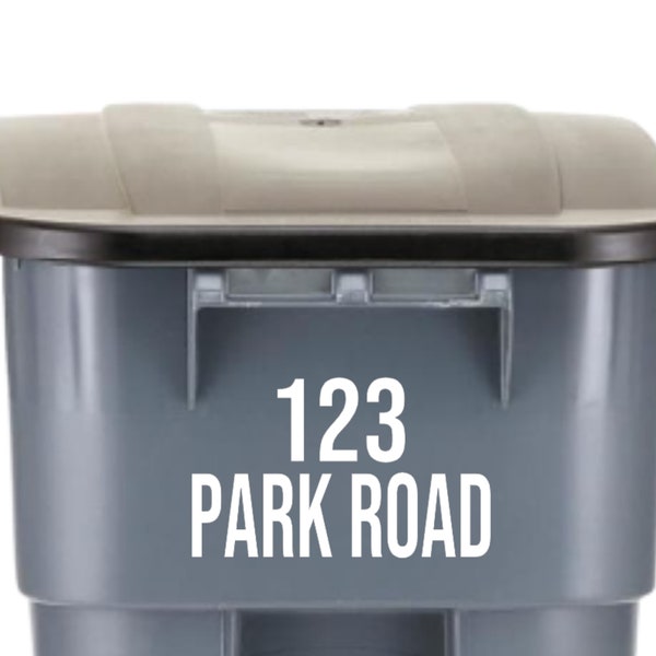 Trash Can Decal label, Garbage Bin Sticker, Number and Address Trash Bin Sticker