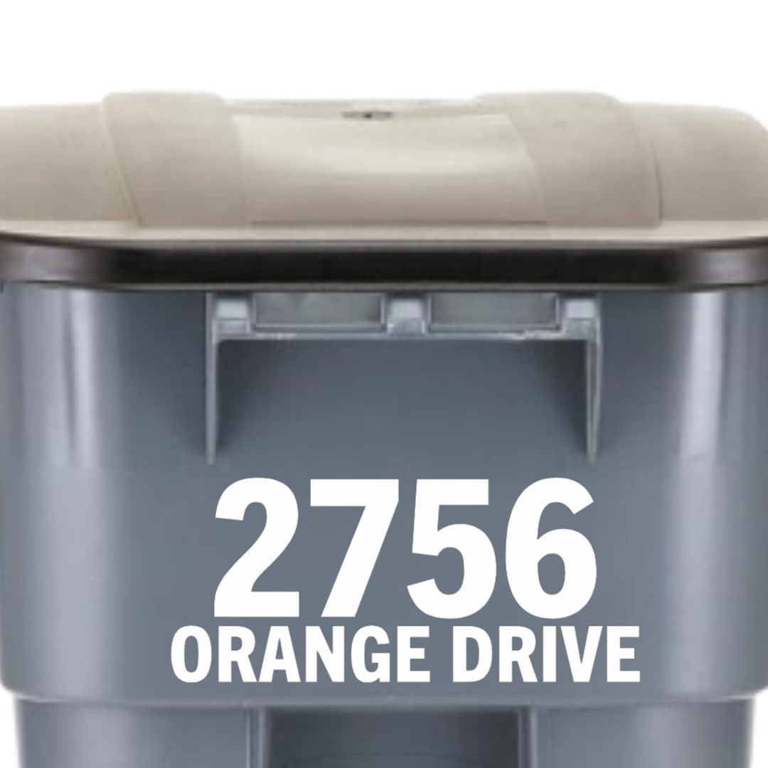 Trash Can Vinyl Decal, Street Address Garbage Bin Decal Sticker