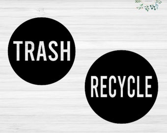Trash Can Logo Decals, 2x Indoor and Outdoor Trash Bin Label