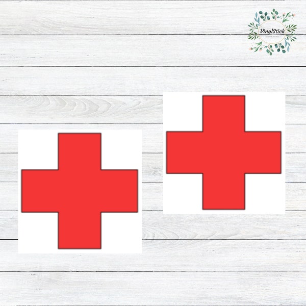 Medical Cross Decal, 2x First Aid Decals for Medication Cabinet etc.